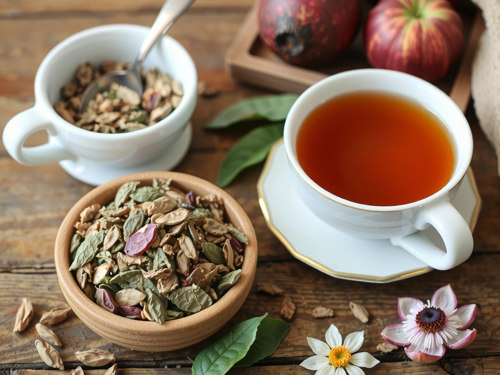 Calm & Focus Tea blend in a rustic setting