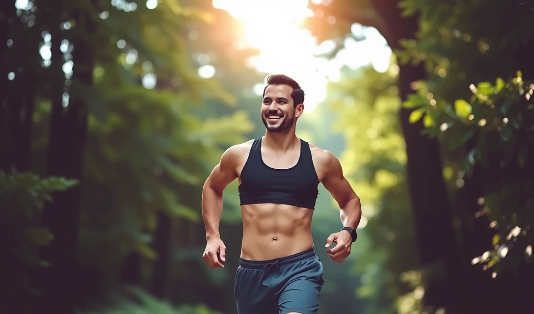 Dynamic, healthy man in a natural setting