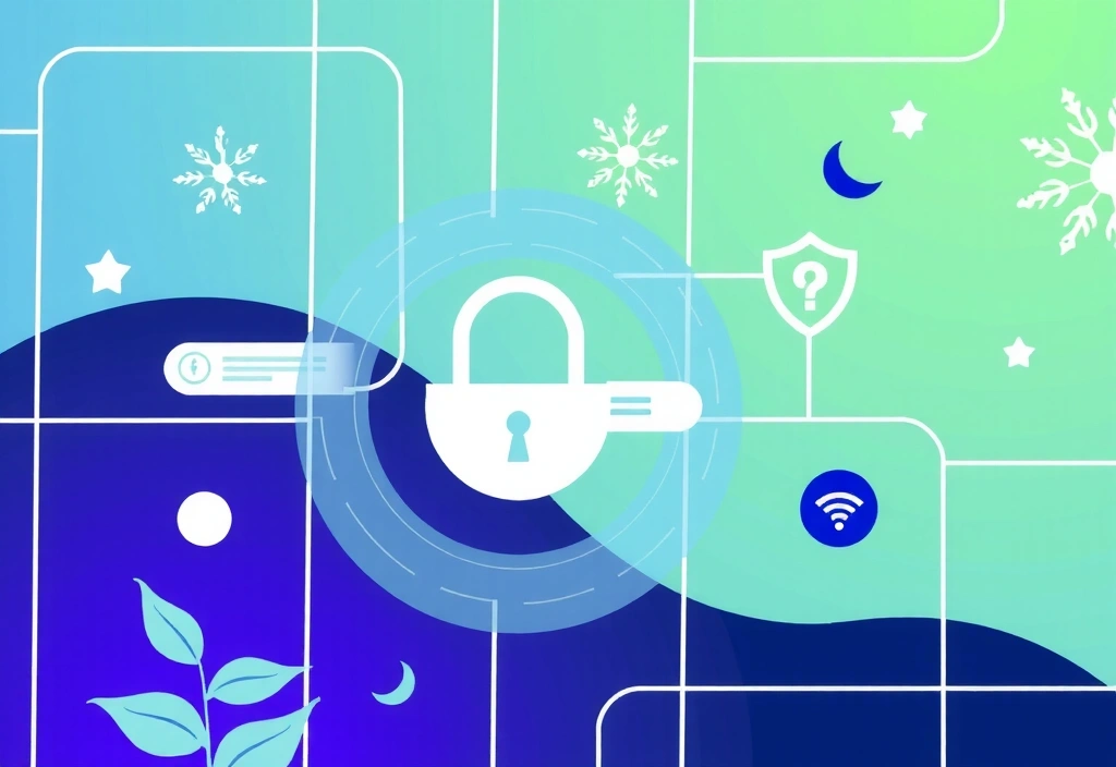 Secure data privacy illustration with lock and digital elements